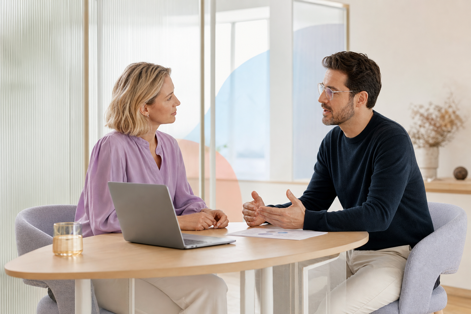 A consultant listening to a client during a planning session
